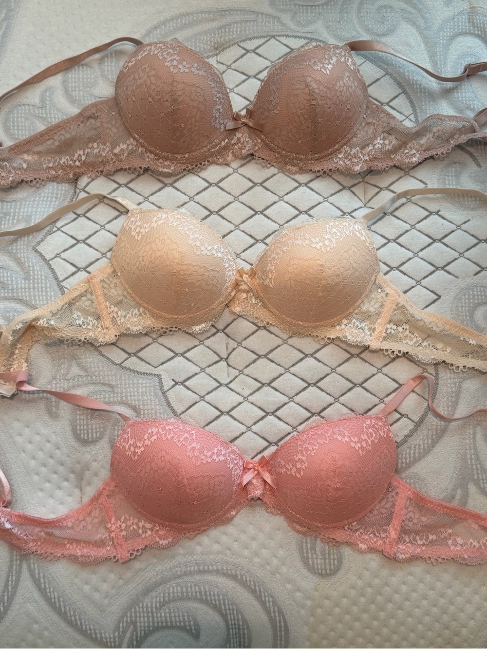 Lace Push-Up Bra Set — Blush, Nude & Pink
